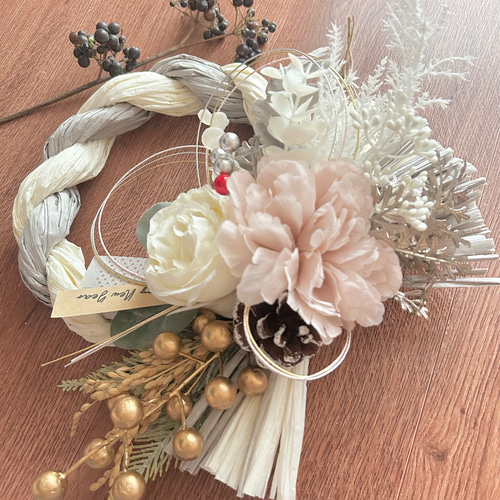 No.3 しめ縄リースお正月飾り 玄関リース しめ飾り お正月ハンドメイド