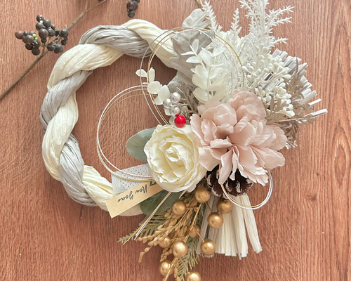 No.3 しめ縄リースお正月飾り 玄関リース しめ飾り お正月ハンドメイド