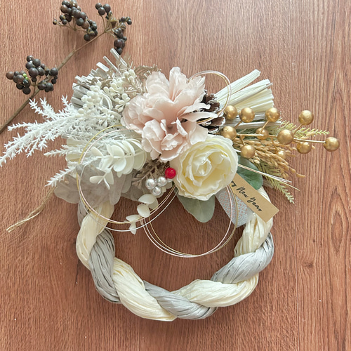 No.3 しめ縄リースお正月飾り 玄関リース しめ飾り お正月ハンドメイド