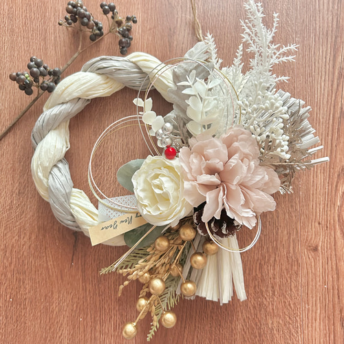 1.しめ縄リース No.3 しめ縄リースお正月飾り 玄関リース しめ飾り お正月ハンドメイド