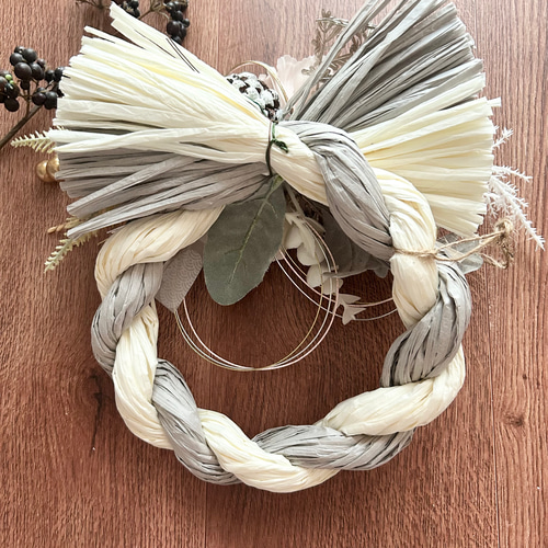 しめ縄リースNo.3 No.3 しめ縄リースお正月飾り 玄関リース しめ飾り お正月ハンドメイド