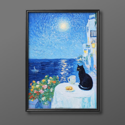 絵画 。壁掛け絵【花の中の美しい女の子とかわいい黒猫】 絵画 。壁掛け絵【花の中の美しい女の子とかわいい黒猫】 絵画
