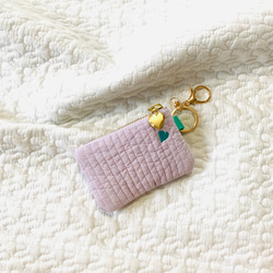 mini heart 選べる 小さなフラットポーチ　H6.5W10.5 ヌビ　ハート刺繍　ミニポーチ　小物入れ　 2枚目の画像