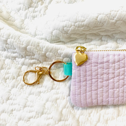 mini heart 選べる 小さなフラットポーチ　H6.5W10.5 ヌビ　ハート刺繍　ミニポーチ　小物入れ　 3枚目の画像