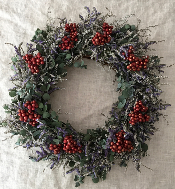 ユーカリとシネンシスのクリスマスリース35㎝ 1枚目の画像