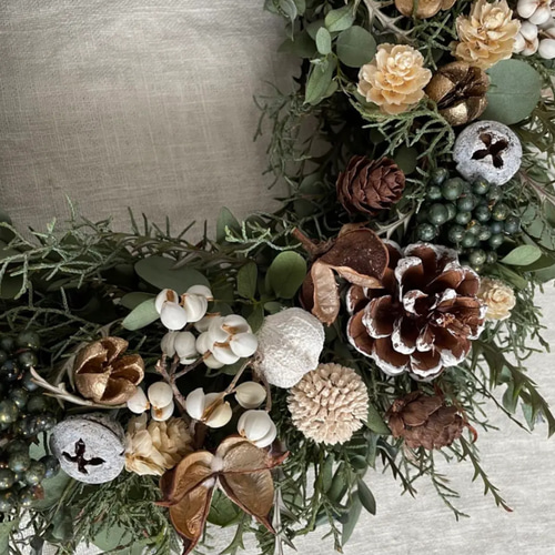 ユーカリと木の実のクリスマスリース35㎝ リース himari's garden 通販