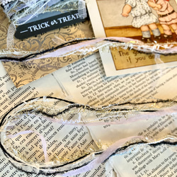 ⭐︎.。Itsy Bitsy Spider。ハロウィンカラーの引き揃え糸5m & 蜘蛛の糸レースリボン60cm セット 4枚目の画像