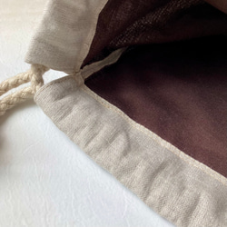 ハロウィン⭐︎『黒猫とかぼちゃ』手描きコットンリネン巾着 ベージュ 8枚目の画像