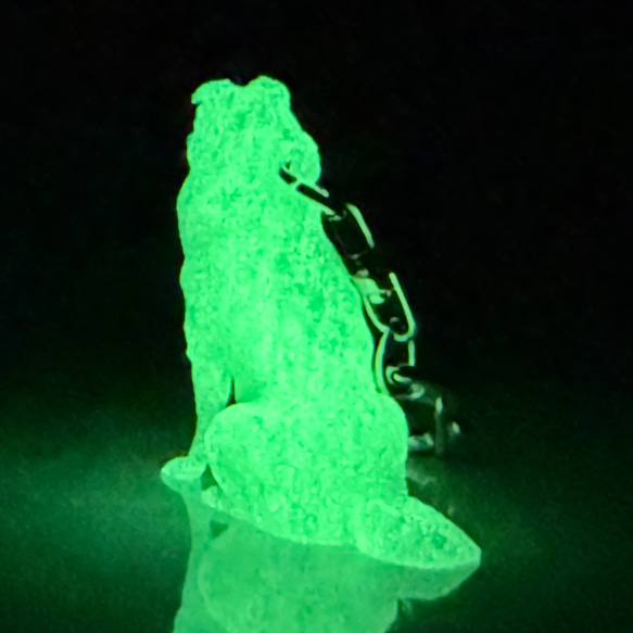 ボーダーコリー　mini3D蓄光（夜光）キーホルダー　半透明蓄光樹脂製 8枚目の画像