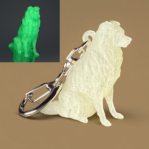ボーダーコリー　mini3D蓄光（夜光）キーホルダー　半透明蓄光樹脂製 1枚目の画像