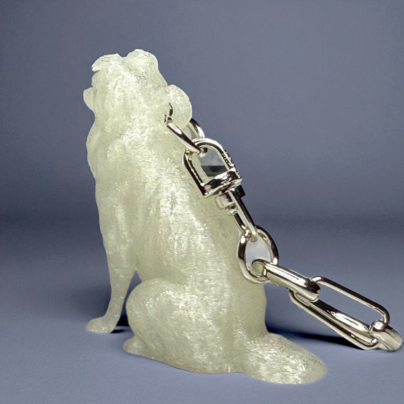 ボーダーコリー　mini3D蓄光（夜光）キーホルダー　半透明蓄光樹脂製 4枚目の画像