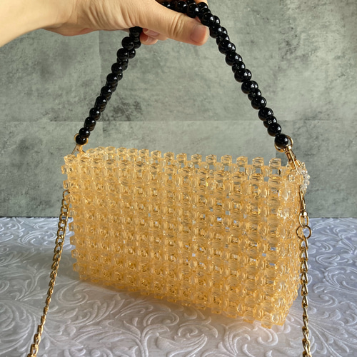 シャンパンカラーのビーズバッグ ショルダーバッグ X-Y-Z 通販