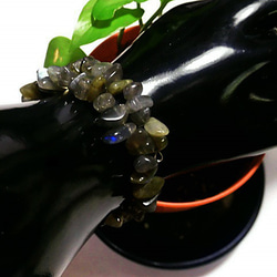 グリーンルチル15.5mm玉ブレスレット内周19.2cm 　　200720865 天然石 グリーンルチルクォーツ15.5mm玉ブレスレット 内周19.2cm
