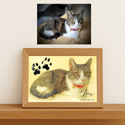 フレーム付きオーダーポスター  メモリアル 虹の橋 似顔絵 うちのこグッズ 肉球 犬猫足形 ペット供養 ペット遺影 14枚目の画像