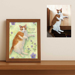 フレーム付きオーダーポスター  メモリアル 虹の橋 似顔絵 うちのこグッズ 肉球 犬猫足形 ペット供養 ペット遺影 2枚目の画像