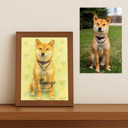 フレーム付きオーダーポスター  メモリアル 虹の橋 似顔絵 うちのこグッズ 肉球 犬猫足形 ペット供養 ペット遺影 19枚目の画像