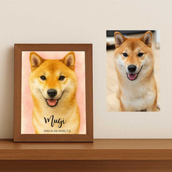 フレーム付きオーダーポスター  メモリアル 虹の橋 似顔絵 うちのこグッズ 肉球 犬猫足形 ペット供養 ペット遺影 15枚目の画像