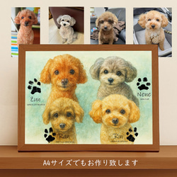 フレーム付きオーダーポスター  メモリアル 虹の橋 似顔絵 うちのこグッズ 肉球 犬猫足形 ペット供養 ペット遺影 8枚目の画像