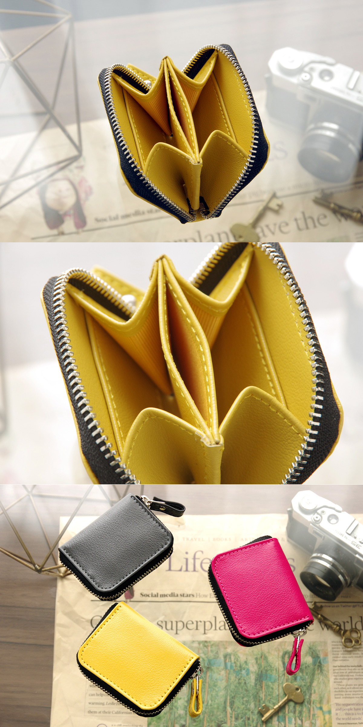 一点もの《CHLOE》◇ラウンドファスナー小銭入れ◇スリム　ピンク　LE115