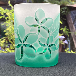 トロピカルフリーグラス　〈プルメリア 〉　エメラルドグリーン（1個） 1枚目の画像