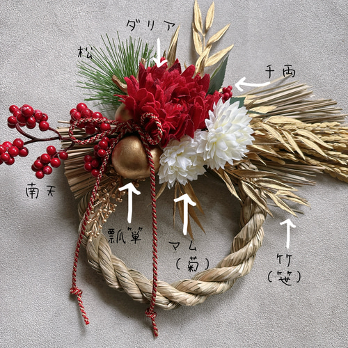 しめ縄③ お正月飾り　ハンドメイド　稲穂　アーティフィシャル　しめ縄リース 正月準備】稲穂のしめ縄飾りと手作りキットで作る簡単オシャレな