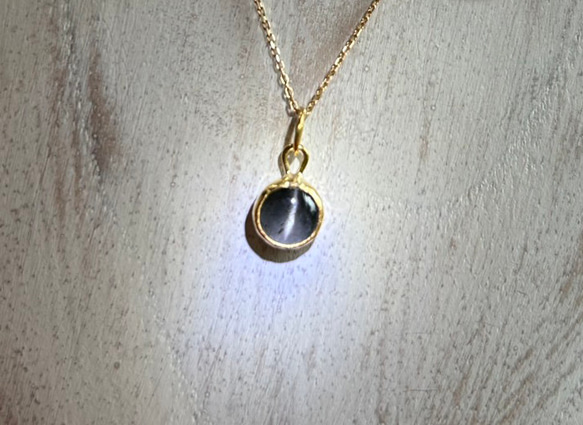 K24純金 スキャポライト・キャッツアイ◇ペンダントトップ 8枚目の画像