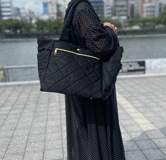 【15%off タイムセール】高級ナイロンビッグトート　2way マザーズバッグ　旅行　通勤通学　お出かけ 18枚目の画像