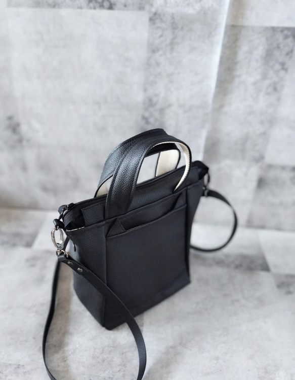 ちょっとそこまで小さめトート&ショルダーバッグ2way【合皮】くろネコのみみ付き 6枚目の画像