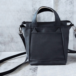 ちょっとそこまで小さめトート&ショルダーバッグ2way【合皮】くろネコのみみ付き 1枚目の画像