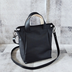 ちょっとそこまで小さめトート&ショルダーバッグ2way【合皮】くろネコのみみ付き 4枚目の画像