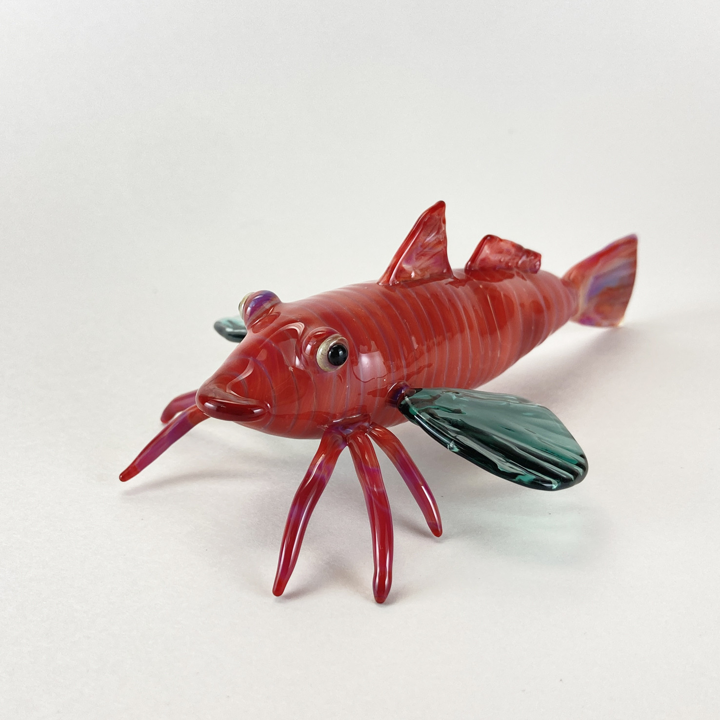 ホウボウ　中空ガラスの動物置物　ガラス細工　オブジェ