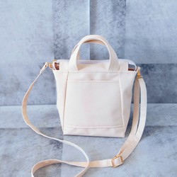 ちょっとそこまで小さめトート&ショルダーバッグ2way【合皮】バニラ 1枚目の画像