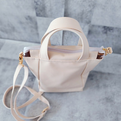 ちょっとそこまで小さめトート&ショルダーバッグ2way【合皮】バニラ 5枚目の画像