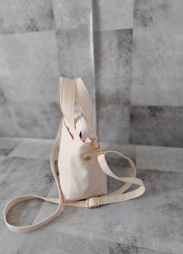 ちょっとそこまで小さめトート&ショルダーバッグ2way【合皮】バニラ 4枚目の画像