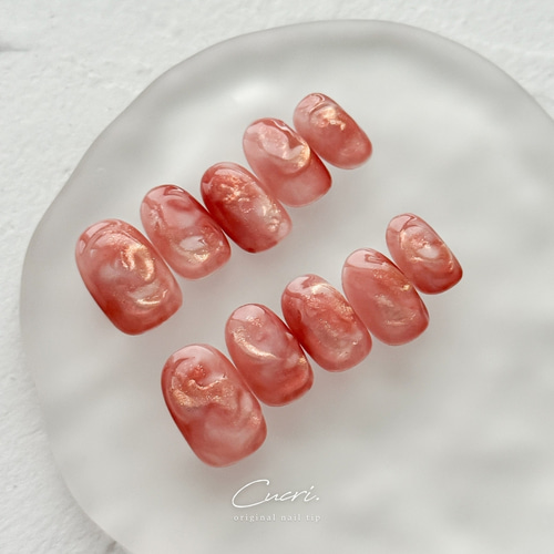 りんご飴ニュアンス candy apples 深みレッド透明感ぷっくりネイル No