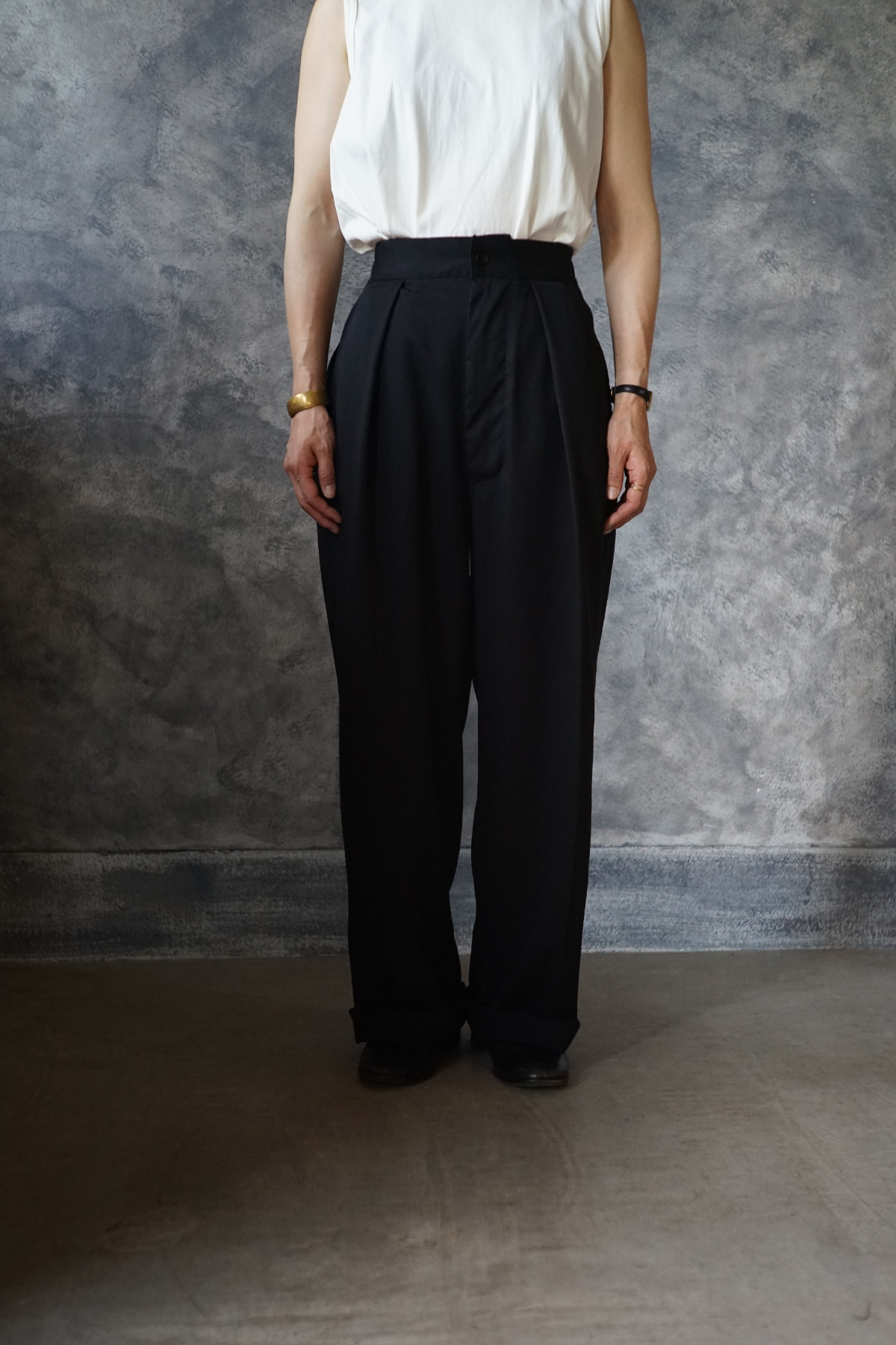 【受注生産】１タックイージーパンツウォッシャブルウール