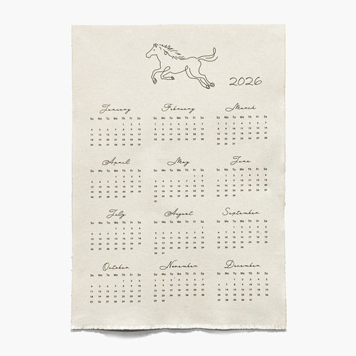 令和8年 2026カレンダー 干支 うま ファブリックカレンダー 布