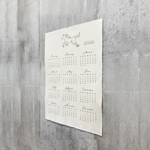 令和8年 2026カレンダー 干支 うま ファブリックカレンダー 布