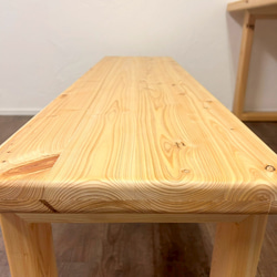 【みんなが安心して使える＊全ての角を丸めたダイニングテーブル・ベンチ付】国産ヒノキ　ロの字脚　【オーダー可】 14枚目の画像