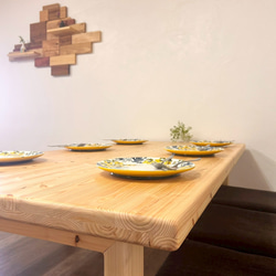 【みんなが安心して使える＊全ての角を丸めたダイニングテーブル・ベンチ付】国産ヒノキ　ロの字脚　【オーダー可】 6枚目の画像