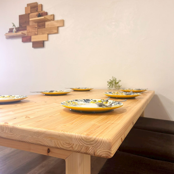 【みんなが安心して使える＊全ての角を丸めたダイニングテーブル・ベンチ付】国産ヒノキ　ロの字脚　【オーダー可】 6枚目の画像