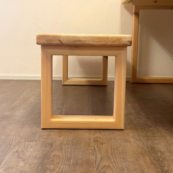 【みんなが安心して使える＊全ての角を丸めたダイニングテーブル・ベンチ付】国産ヒノキ　ロの字脚　【オーダー可】 16枚目の画像