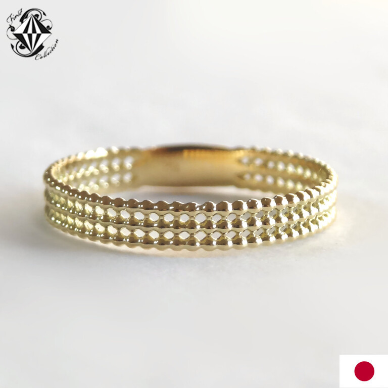 18金 K18 リング 指輪 レディース 3連 ミルリング イエローゴールド ホワイトゴールド ピンクゴールド