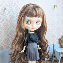 1004※ウール素材のネイビーフレアロングコート※ブライスアウトフィット