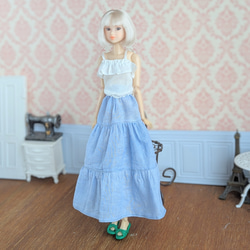 白のガーゼのワンピースとレースのストール※ブライスアウトフィット