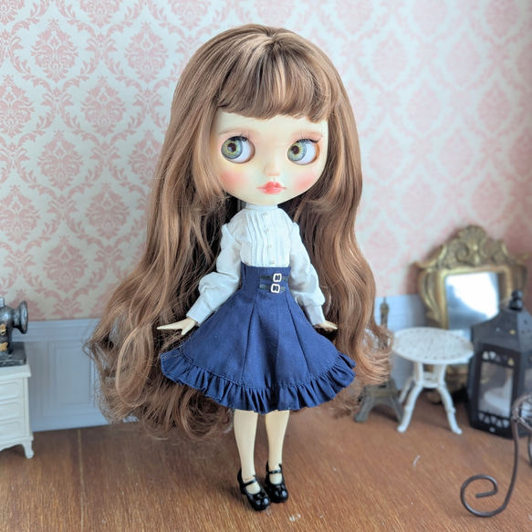 1451※単品※ネイビーのハイウエストフレアスカート※ブライスアウト