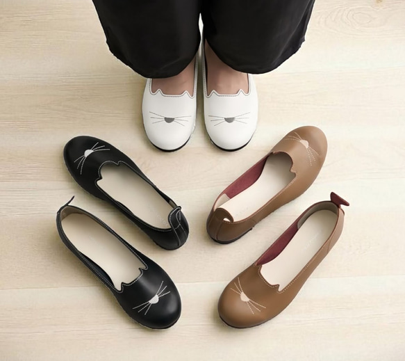 可愛いネコちゃん♪♪　大人も履ける　尻尾もついてる♪♪　幅広対応　フラット　柔らか　ニャンプス　No.119 2枚目の画像