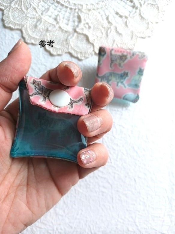 ミニミニクリアポーチ　5×5　　カペルペッパー　リバティ　ラミネート　♡「カペル」と「ペッパー」という定番柄の融合 5枚目の画像