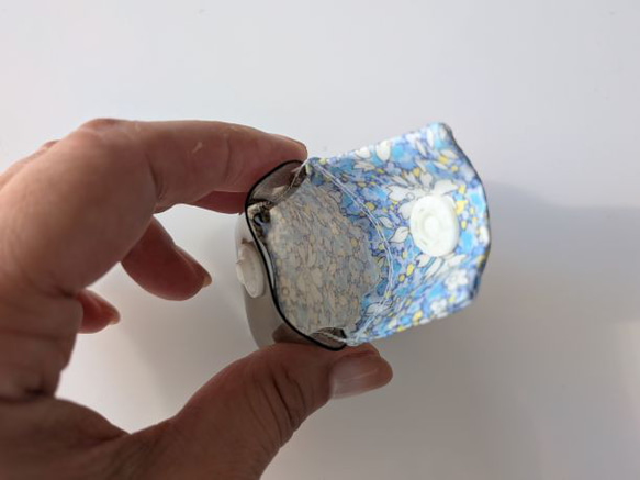 ミニミニクリアポーチ　5×5　　カペルペッパー　リバティ　ラミネート　♡「カペル」と「ペッパー」という定番柄の融合 4枚目の画像