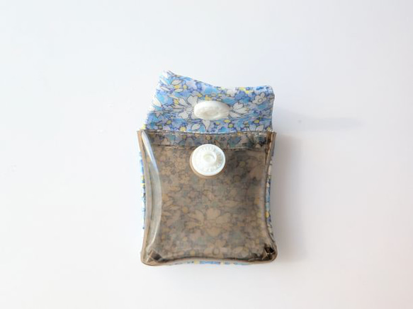 ミニミニクリアポーチ　5×5　　カペルペッパー　リバティ　ラミネート　♡「カペル」と「ペッパー」という定番柄の融合 3枚目の画像